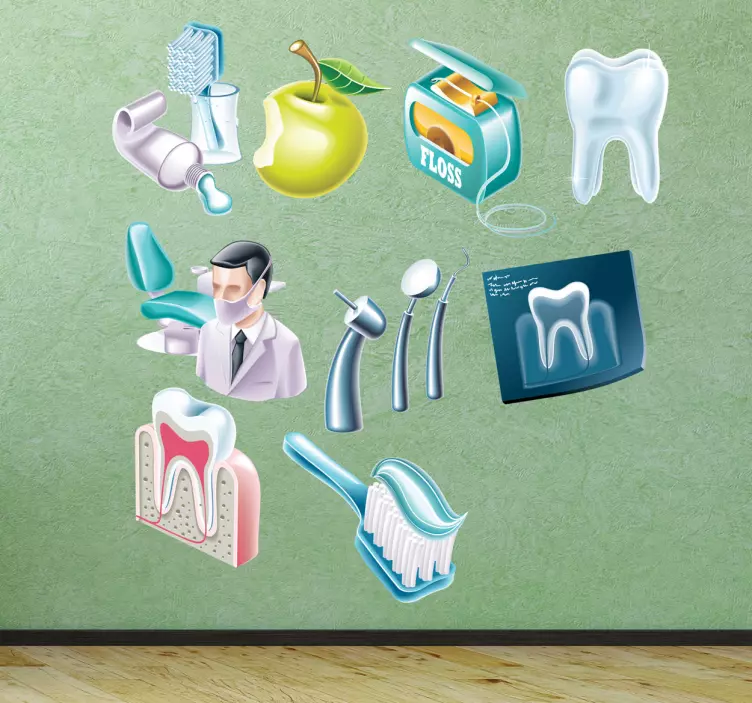 Sticker decorativo icone dentista - TenStickers