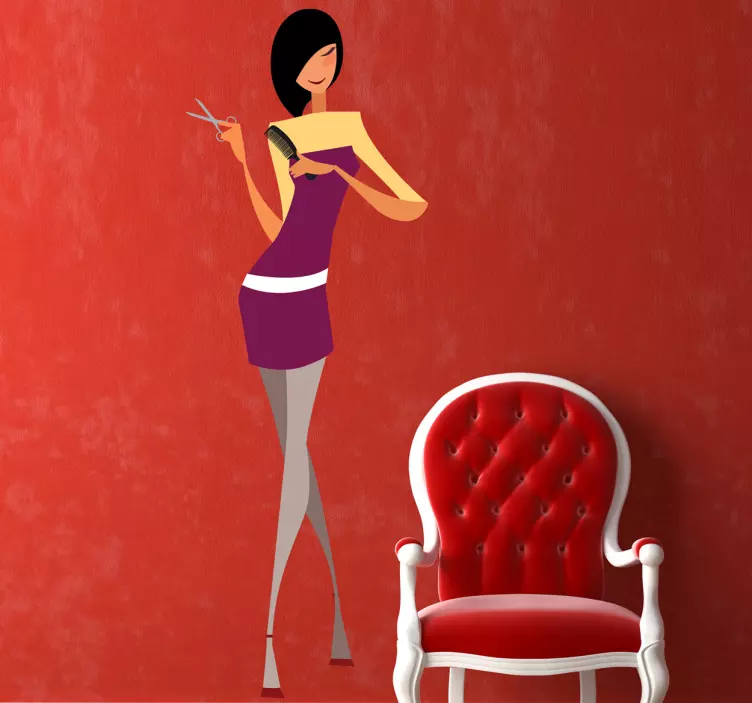 Sticker decorativo illustrazione parrucchiera - TenStickers