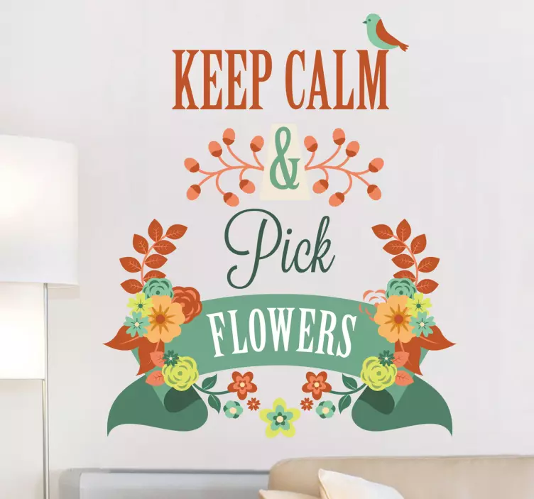 Sticker decorativo keep calm flowers - TenStickers