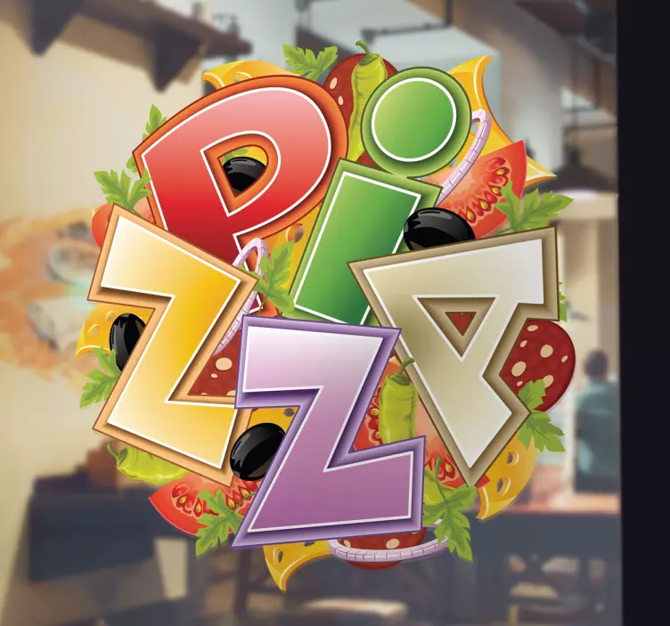 Sticker decorativo logo pizza - TenStickers