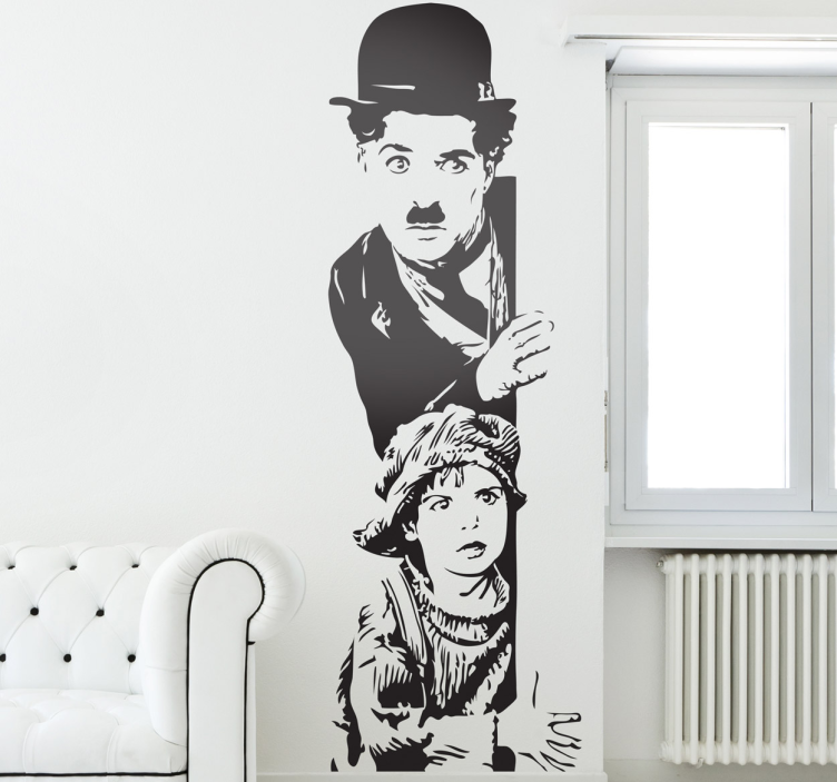 Adesivo murale soggiorno cinema Chaplin scena il monello - TenStickers