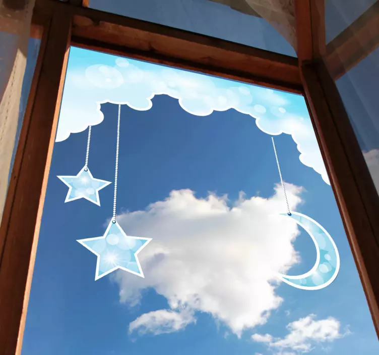 Sticker decorativo luna con stelle - TenStickers