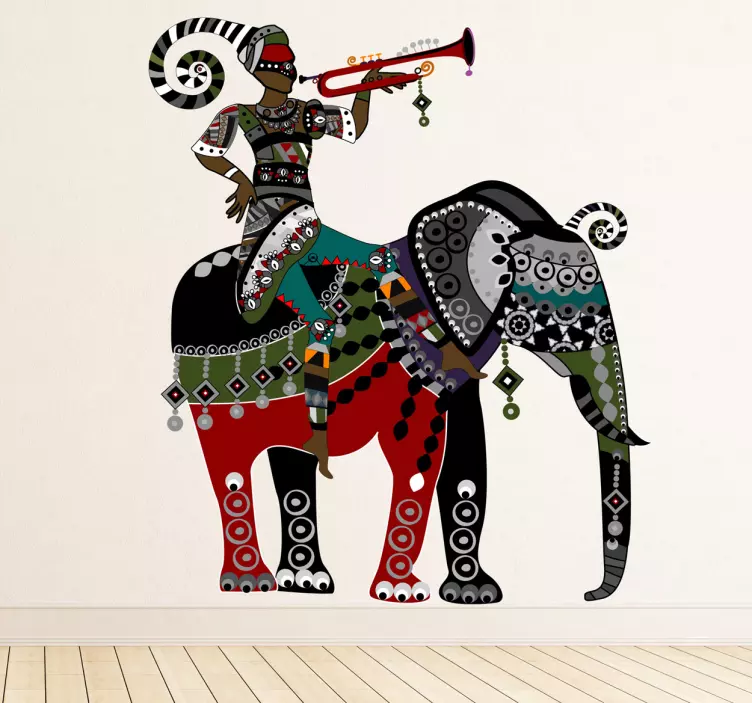 Sticker decorativo maharaja su elefante - TenStickers