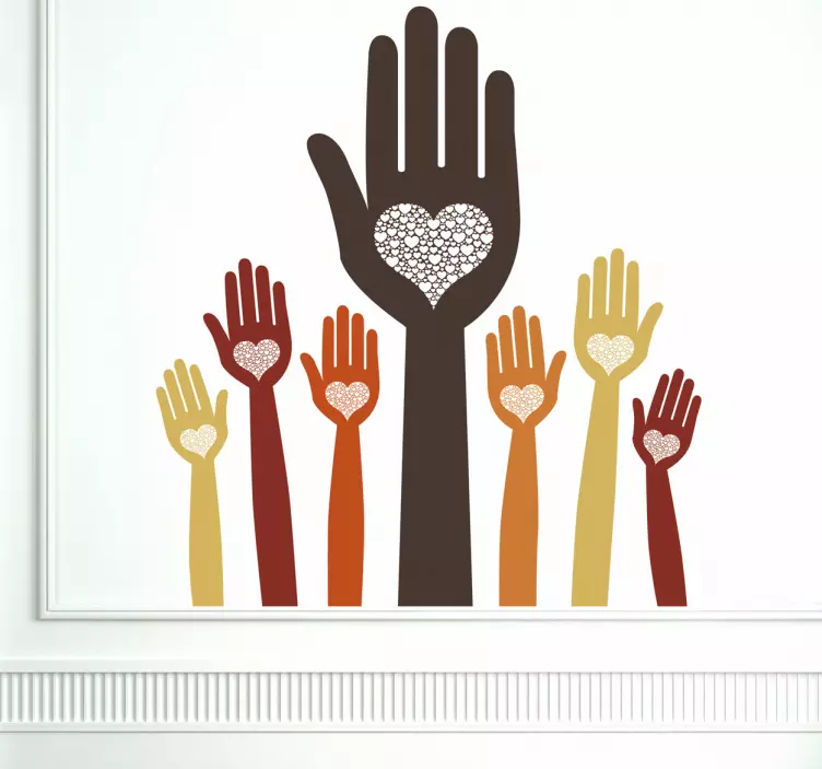 Sticker decorativo mani con cuori - TenStickers