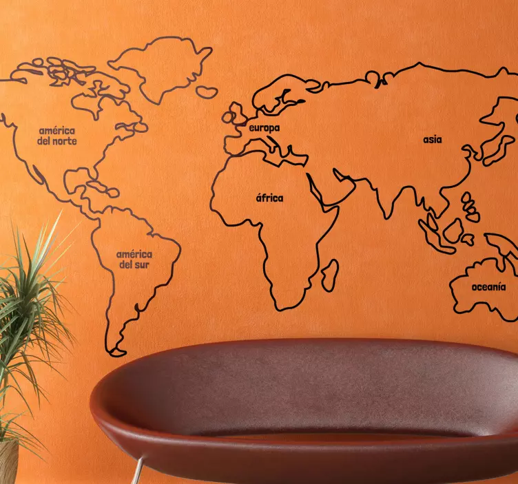 Sticker decorativo mappa del mondo linea - TenStickers