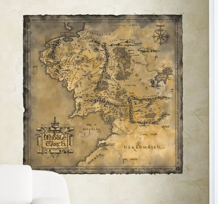 Sticker decorativo mappa Terra di Mezzo - TenStickers