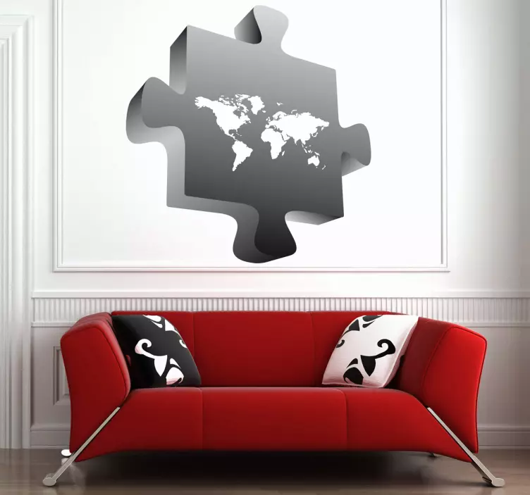 Sticker decorativo mappamondo puzzle - TenStickers