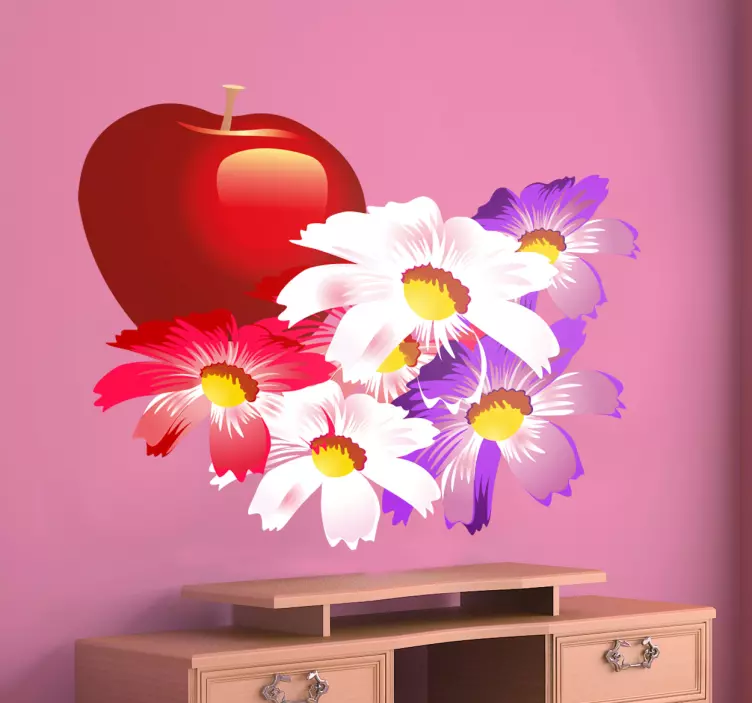 Sticker decorativo mela e fiori - TenStickers