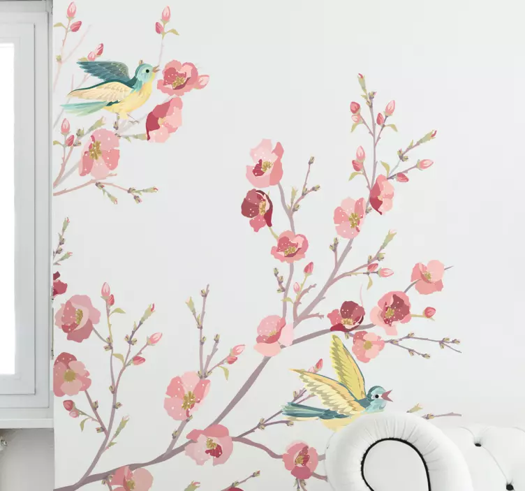 Sticker decorativo natura con uccellini - TenStickers