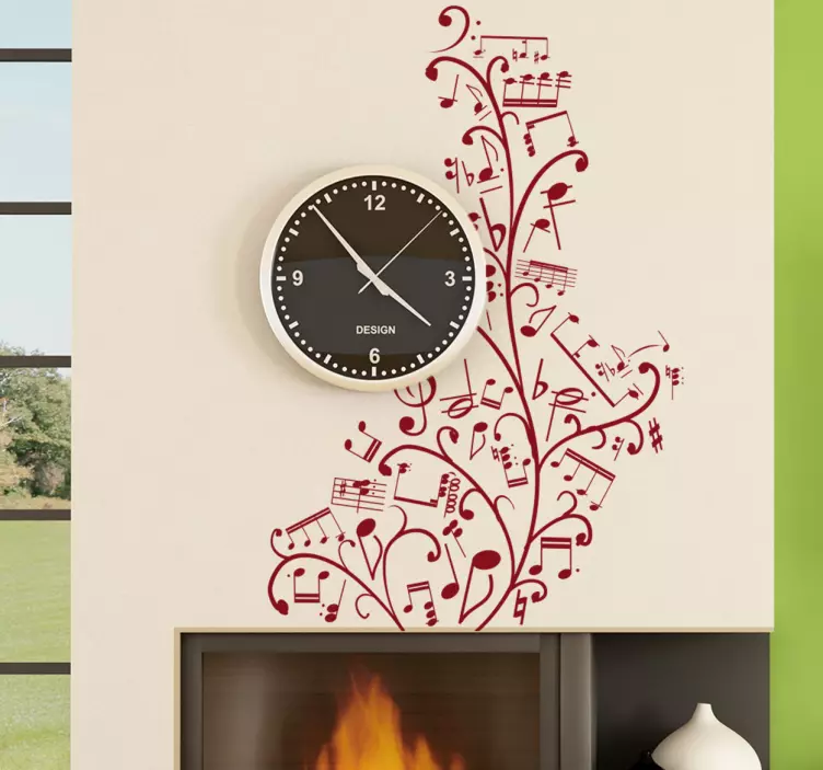 Sticker decorativo note musicali floreali - TenStickers