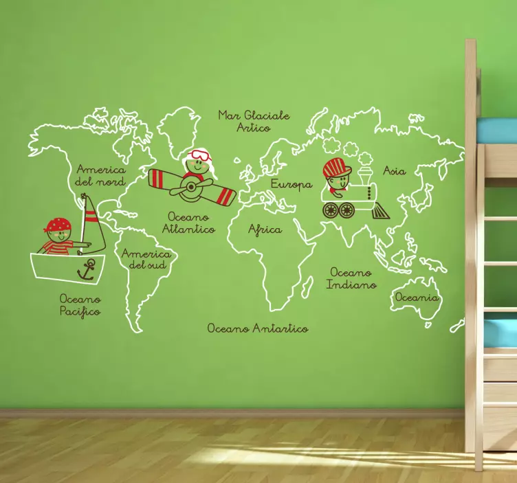 Sticker decorativo oceani e continenti - TenStickers