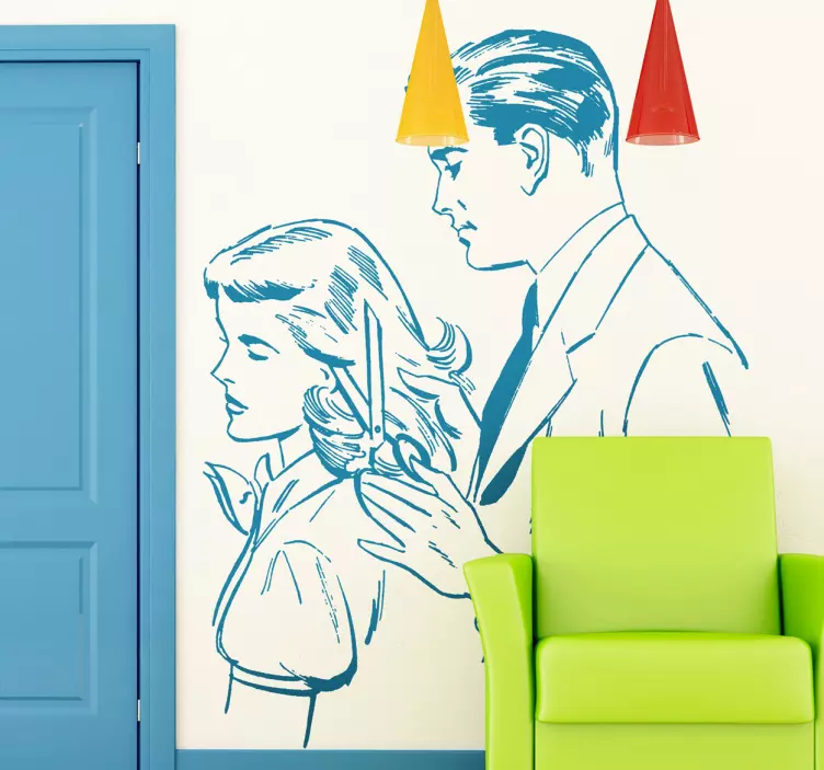 Sticker decorativo parrucchiere vintage - TenStickers
