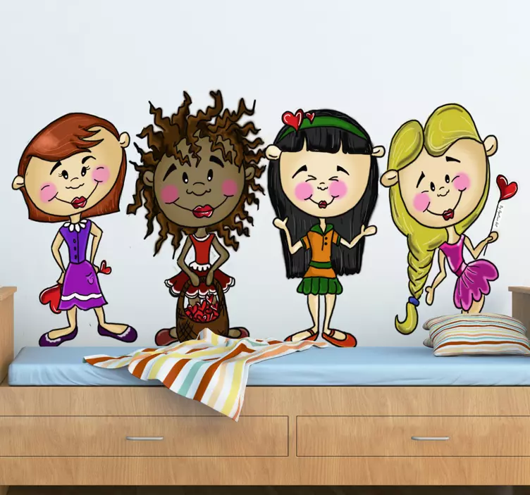 Sticker decorativo quattro amiche - TenStickers