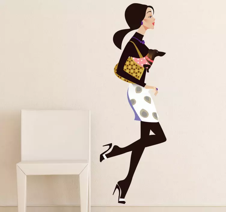 Sticker decorativo ragazza con cagnolino - TenStickers