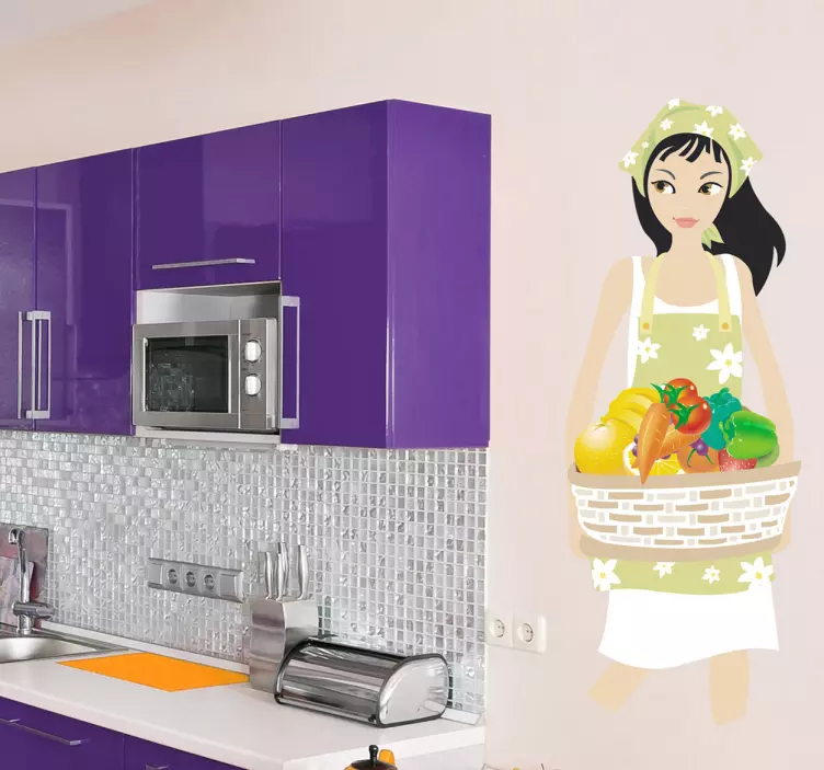 Sticker decorativo ragazza con verdure - TenStickers