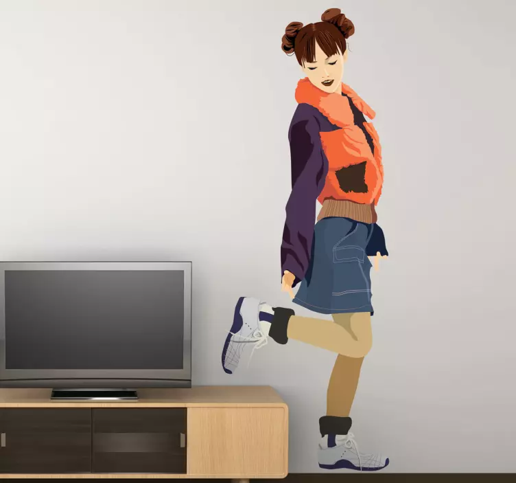 Sticker decorativo ragazza moda autunno - TenStickers