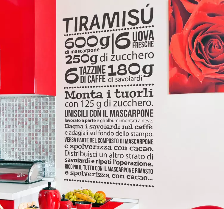 Sticker decorativo ricetta tiramisù - TenStickers