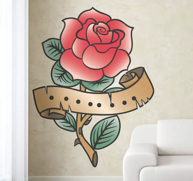 Sticker decorativo rosa tattoo - TenStickers