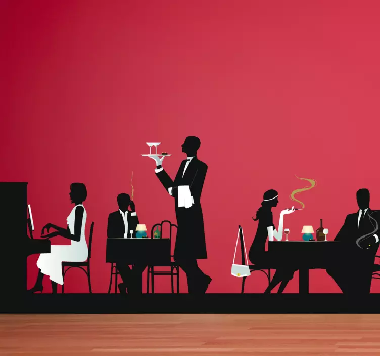 Sticker decorativo scena ristorante - TenStickers