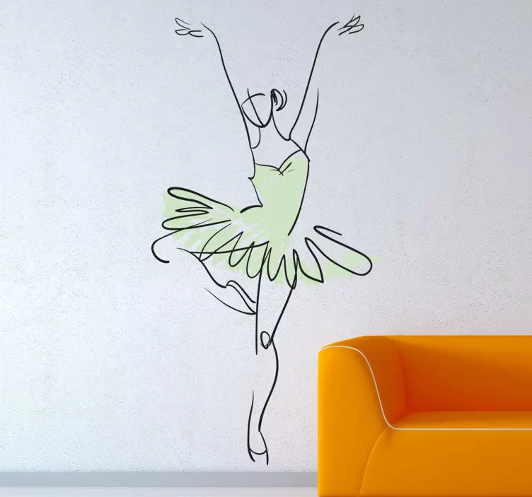 Sticker decorativo schizzo ballerina sulle punte - TenStickers