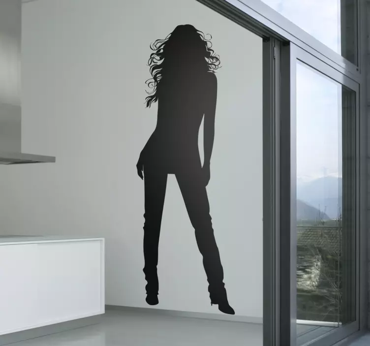 Adesivo murali soggiorno silhouette donna 120 - TenStickers