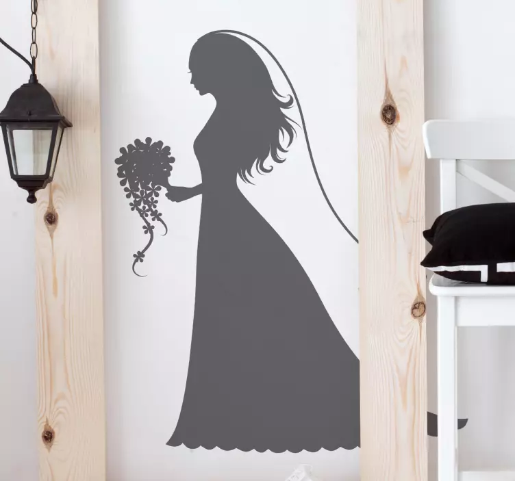 Sticker decorativo silhouette sposa - TenStickers