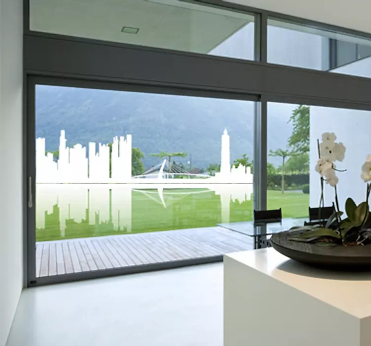 Sticker decorativo skyline con riflesso - TenStickers