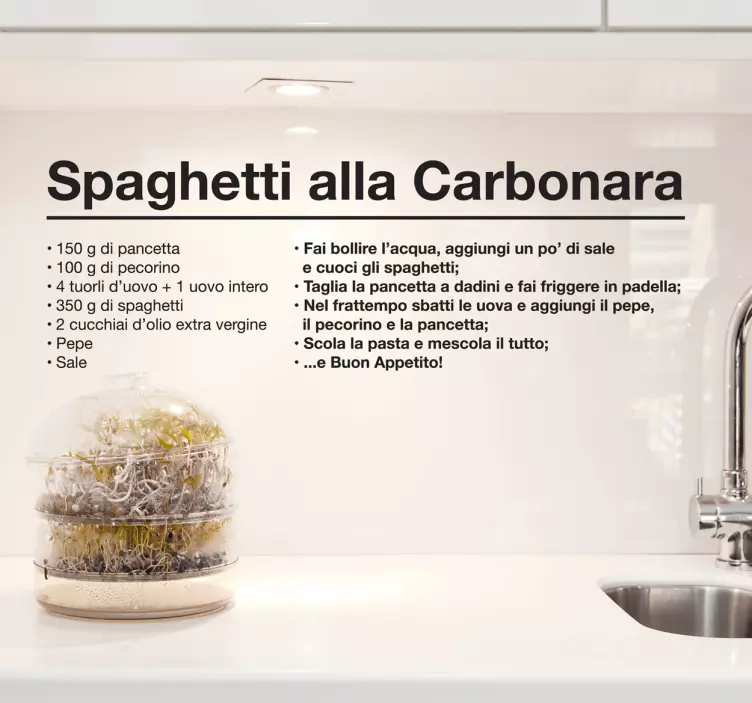 Sticker decorativo spaghetti alla carbonara - TenStickers