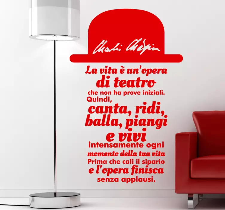 Adesivo murale soggiorno testo Chaplin - TenStickers