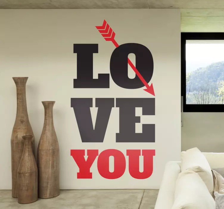 Sticker decorativo testo love you - TenStickers