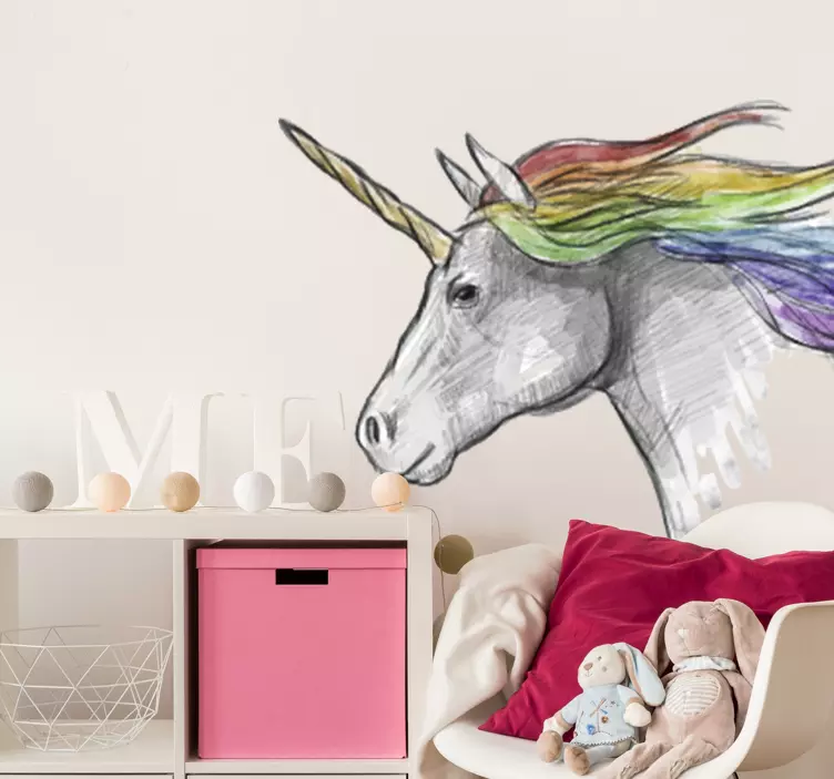 Sticker decorativo unicorno disegnato - TenStickers