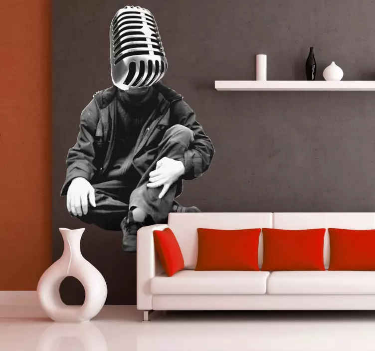 Sticker decorativo uomo microfono - TenStickers