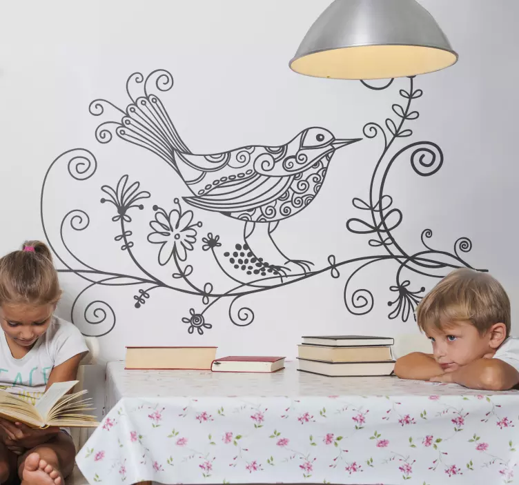 Sticker decorativo usignolo sul ramo - TenStickers