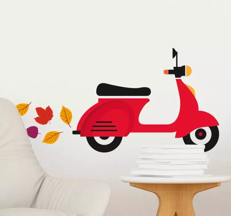 Sticker decorativo vespa con foglioline - TenStickers