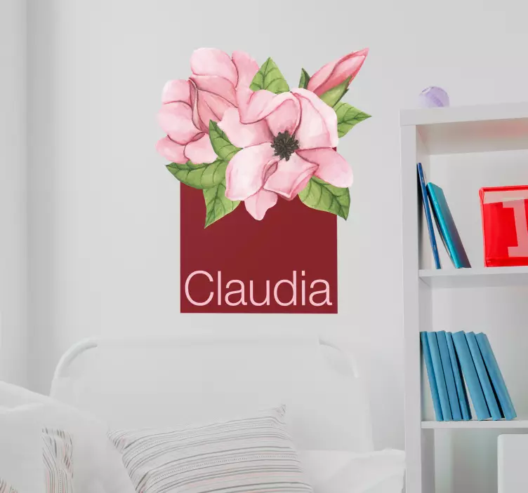 Adesivo decorazione floreale con nome - TenStickers