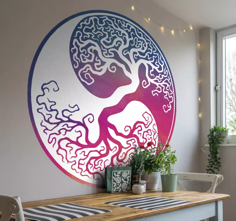 Adesivo murale albero vita albero yin yang - TenStickers
