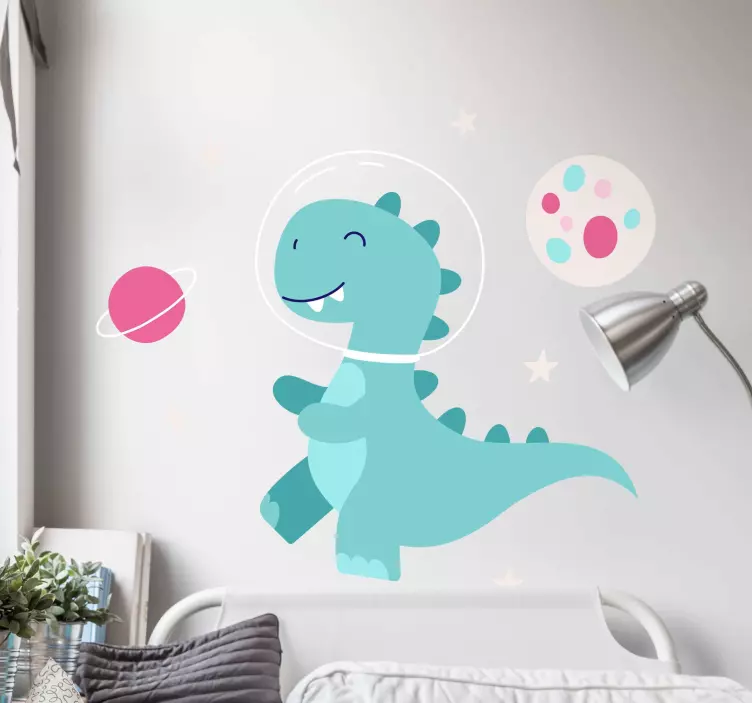 Adesivo murale Dinosauro spaziale e la luna - TenStickers