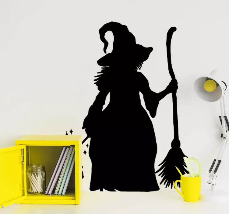 Adesivo Halloween Strega con gatto - TenStickers