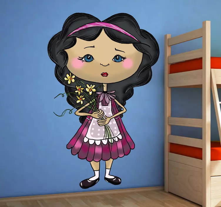 Sticker infantile la bambina con i fiori - TenStickers