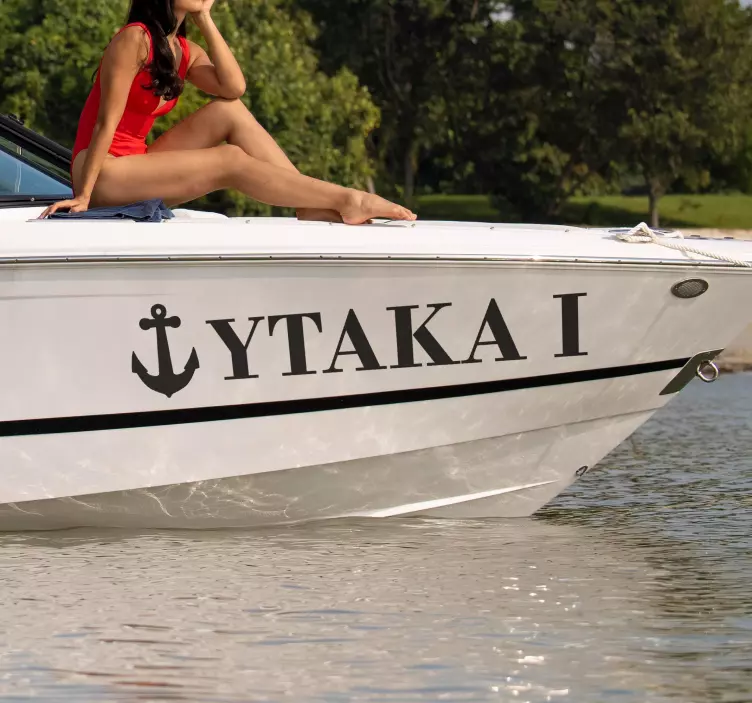 Adesivo murale mare nome con disegno di ancora - TenStickers