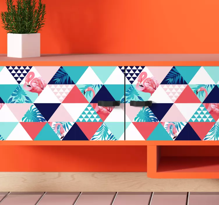 Adesivo per mobili fiori e fenicotteri - TenStickers