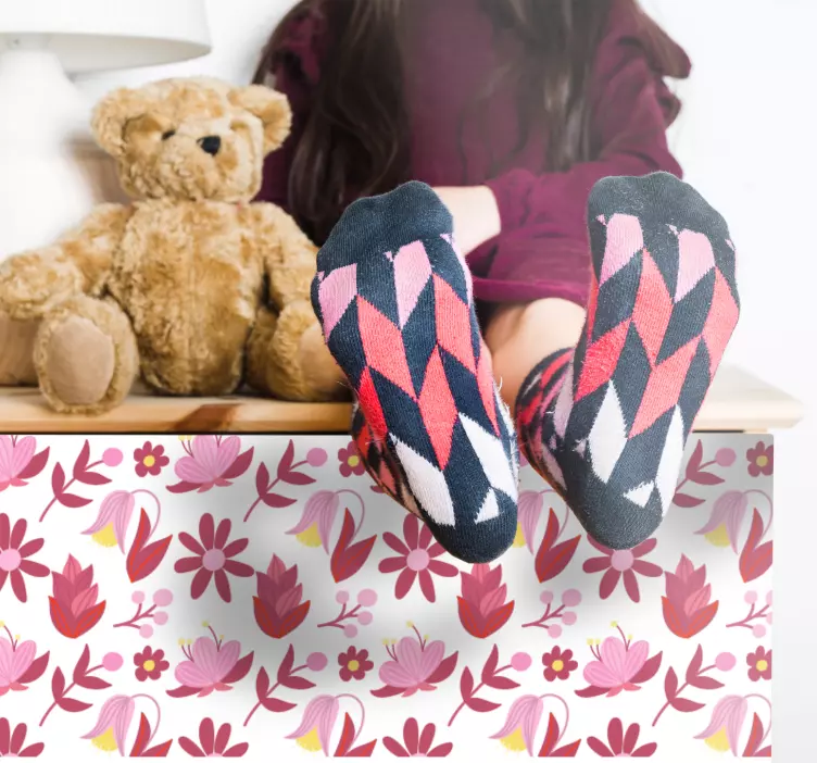 Carta adesiva per mobili motivo floreale rosa - TenStickers
