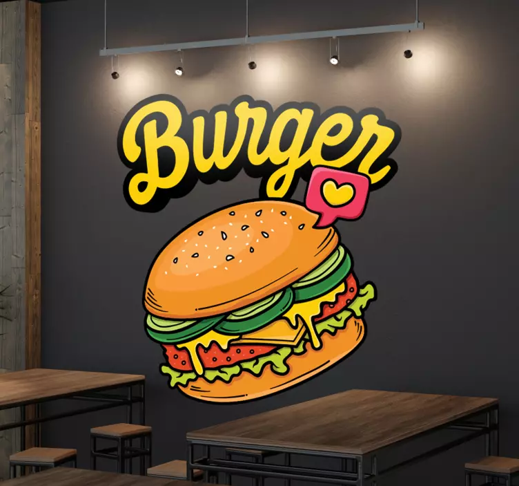 Sticker murale hamburger colorato - TenStickers