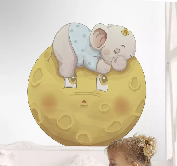 Illustrazione adesiva Elefante dorme sulla luna - TenStickers