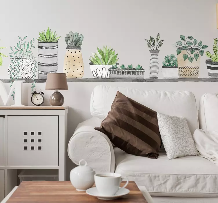 Sticker murale piante disegno acquarello - TenStickers