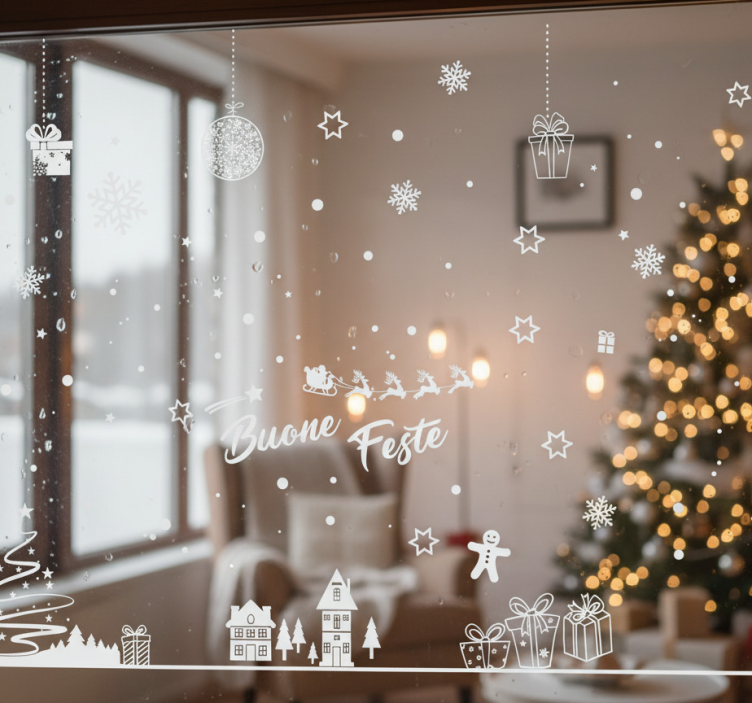 Sticker natalizio buone feste - TenStickers