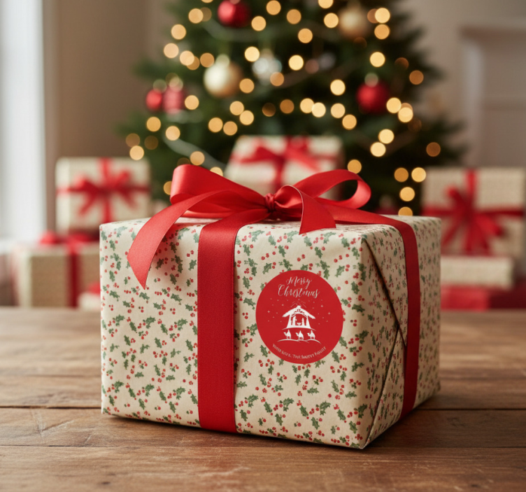 Sticker natalizio per regali con nome personalizzato - TenStickers