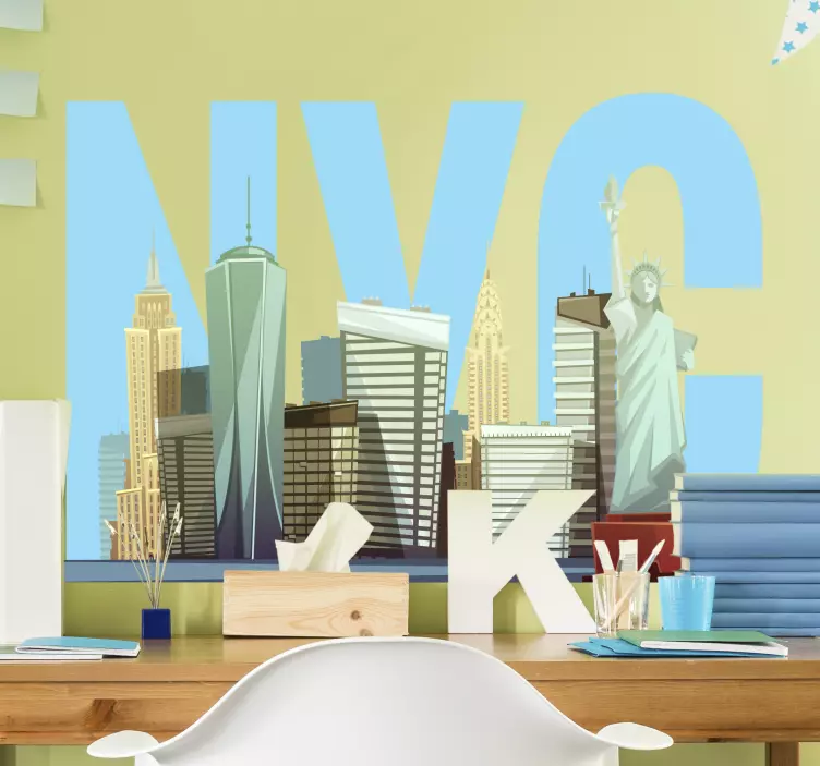 Adesivo murale New York Skyline di new york dei cartoni animati - TenStickers