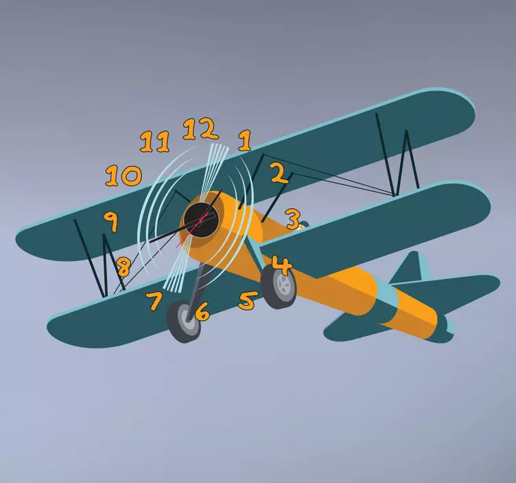 Sticker orologio bambini aereo - TenStickers