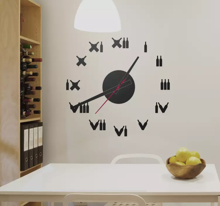 Adesivo orologio bottiglie di vino - TenStickers